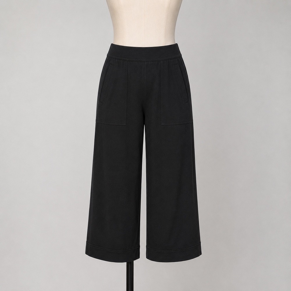 NEW Spanx On-the-Go Cropped Wide Leg Pants Black 1X Petite 20477Q - Picture 1 of 12